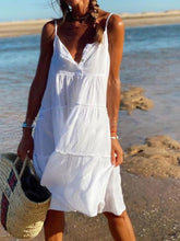 Vacation Beach Sleeveless Ruffle Dress